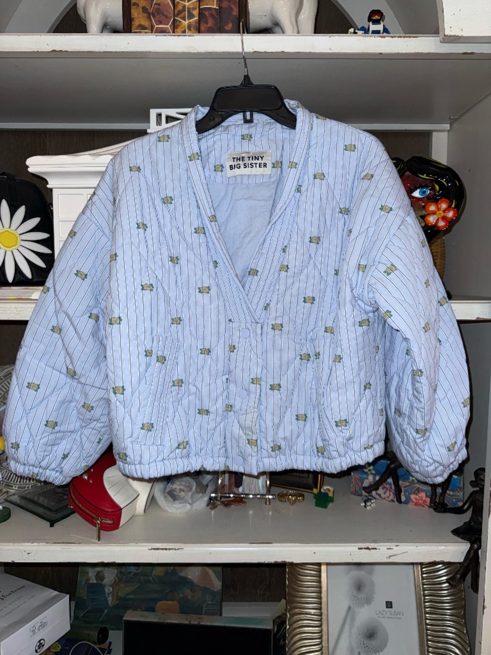 The Tiny Big Sister sz 36 oversized quilted cotton jacket floral mini flowers - Picture 4 of 7